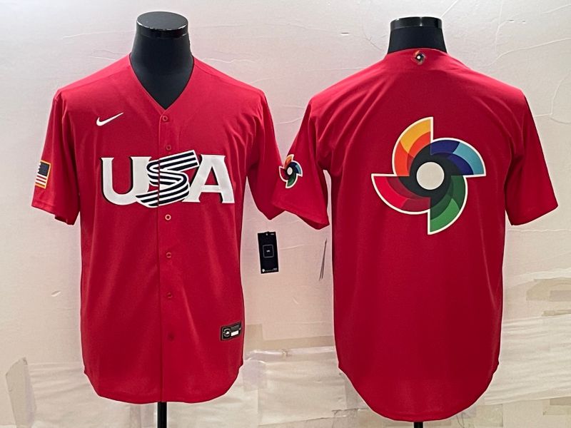 Men 2023 World Cub USA Blank Red Nike MLB Jersey6->more jerseys->MLB Jersey